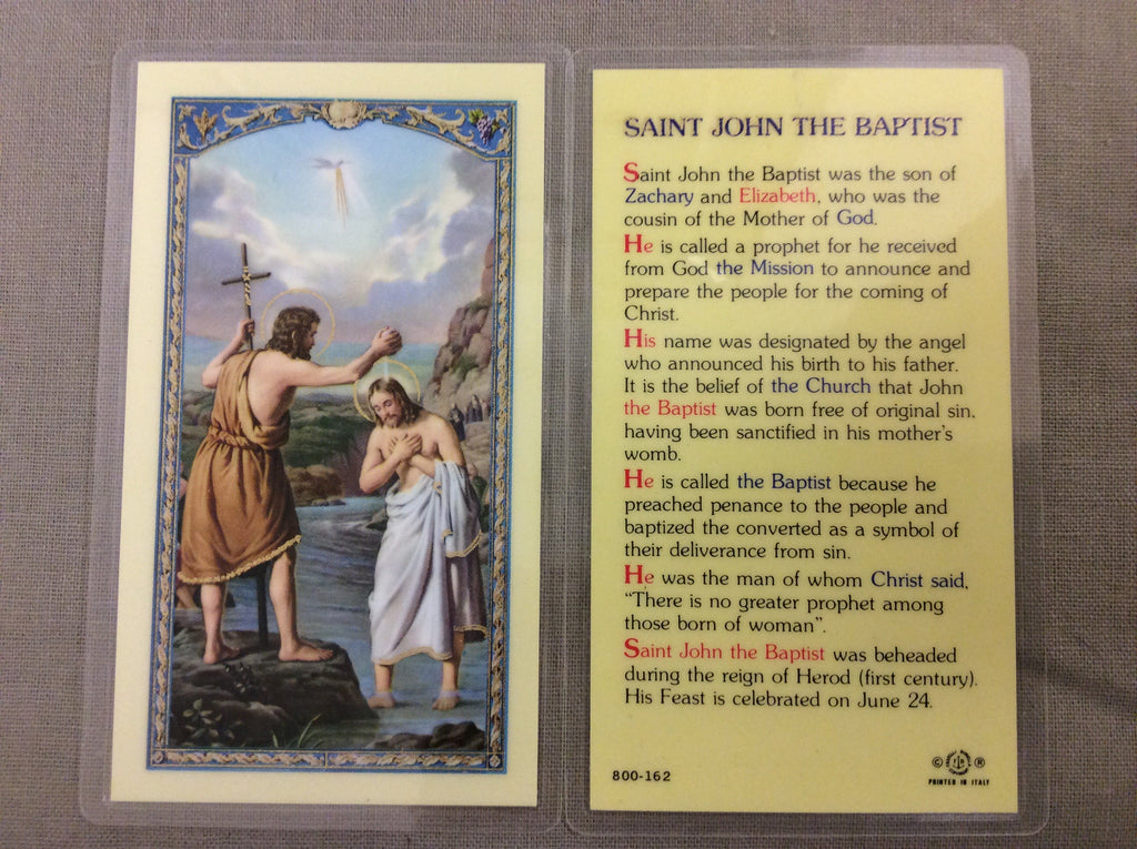 Saint John The Baptist Prayer Card Veritas Catholic Books And Ts