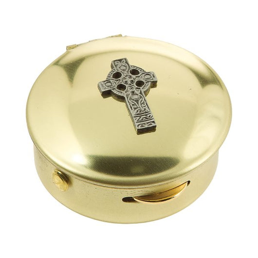 Pyx Solid Brass Pewter Celtic Cross