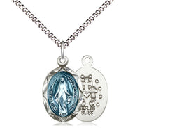 Miraculous Blue, Sterling, Oval Medal with 18” Light Curb Chain