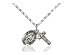 Miraculous Medal and Crucifix Sterling Silver Medals and 18” Chain