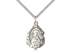 Sterling Our Lady of Perpetual Help Medal WithLight Curb 18