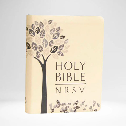 Holy Bible, NRSV, Compact, White with Blue Tree