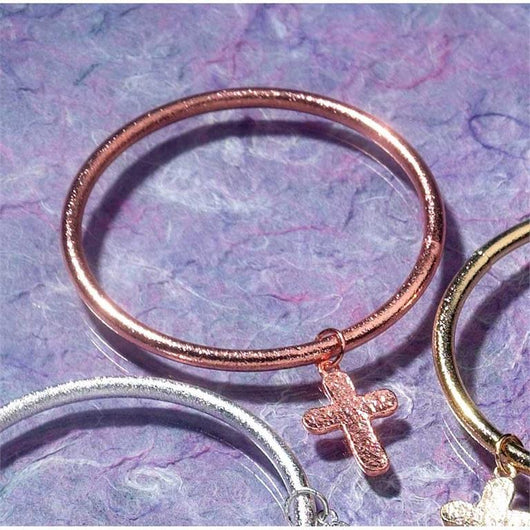 Copper Bangle - Petal Cross