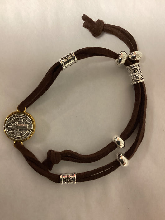 St. Benedict Brown Cord Bracelet