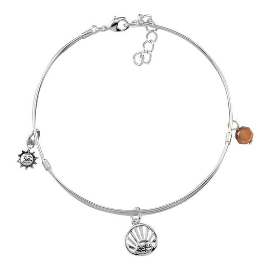 Silver Bangle - Hope, Sun, Topaz Bead