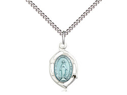 Miraculous Enameled Leaf Sterling Silver Medal with 18” Chain