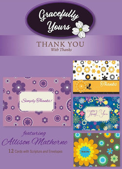 Thank you With Thanks Greeting Cards Boxed (12)