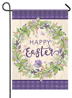 Happy Easter Wreath Double Sided Garden Flag