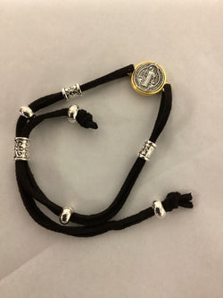 St. Benedict Black Cord Bracelet