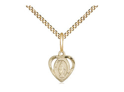 Miraculous Medal Heart Gold-Filled Medal with 18” Chain