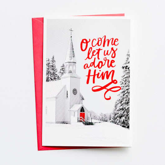 Black and White Church Christmas Cards - Box of 18