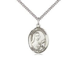 Saint Therese of Lisieux Sterling, Oval Medal with 18” curb Chain