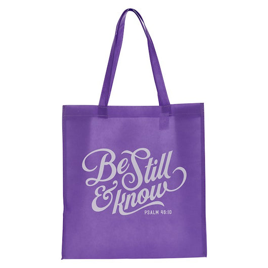 Tote Bag-Purple “Be Still and Know” Psalm 46:10