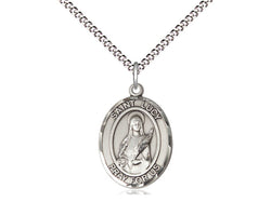 Saint Lucy Sterling, Oval Medal with 18” Chain