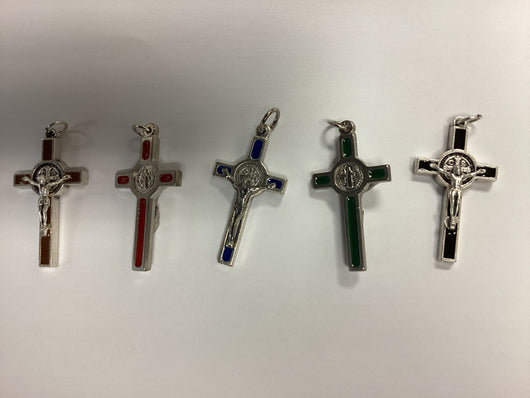 St. Benedict Assorted Silver Metal Crosses With Enamel