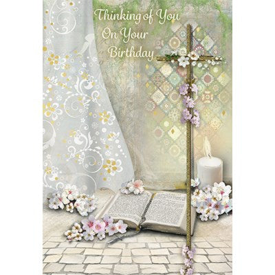 Greeting Card - Birthday Cross/Bible