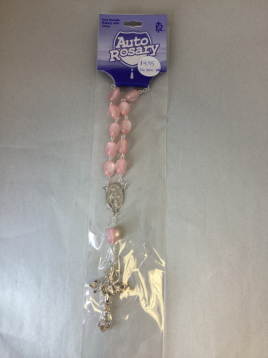 Pink Cat’s Eye Auto Rosary