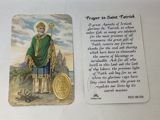 Saint Patrick Embossed Medal Prayer Card