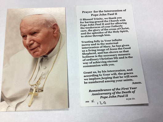 Intercession of Pope John Paul II Paper Prayer Card