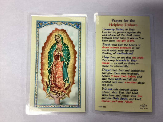 Helpless Unborn Prayer Card