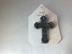 Pewter Motorist Prayer Cross Auto Visor Clip