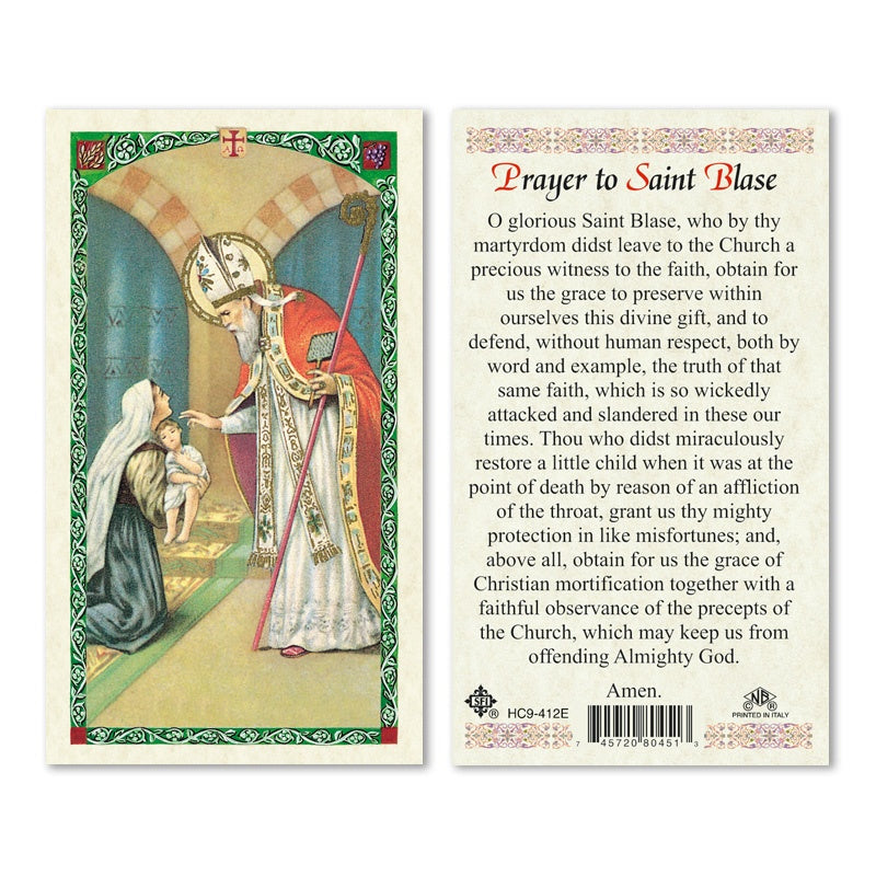 Prayer to Saint Blase- Laminated Prayer Card – Veritas Catholic Books ...