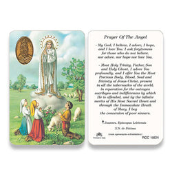 Fatima Angel   Embossed Medal   Prayer Card