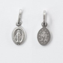 SS Rh Plt Tiny Oval Miraculous Medal Italoro