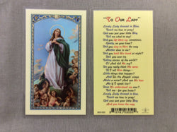 Lovely Lady Dressed in Blue  Prayer Card